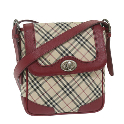 BurberrySs Nova Check Shoulder Bag Nylon Canvas Beige Red Auth 63826