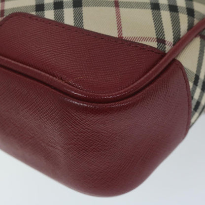 BurberrySs Nova Check Shoulder Bag Nylon Canvas Beige Red Auth 63826