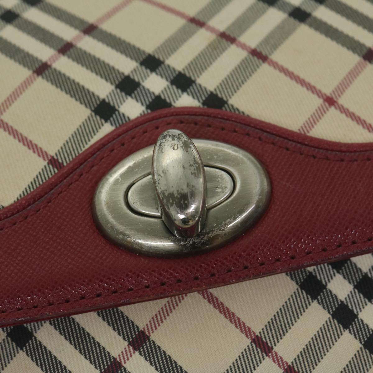 BurberrySs Nova Check Shoulder Bag Nylon Canvas Beige Red Auth 63826