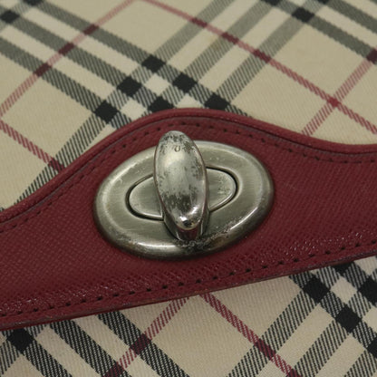 BurberrySs Nova Check Shoulder Bag Nylon Canvas Beige Red Auth 63826