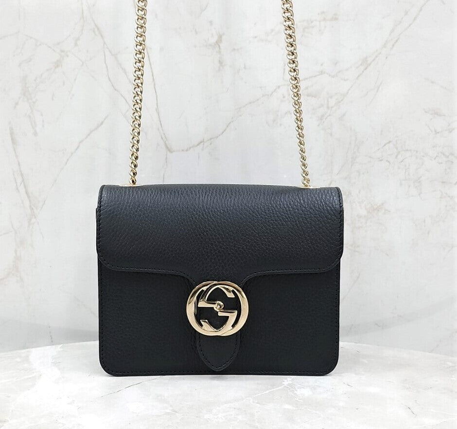 Gucci Interlocking Chain Small Shoulder Bag Black 142809734