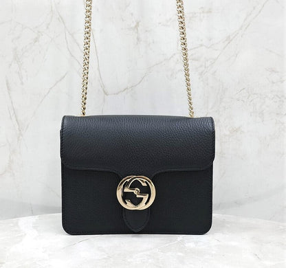 Gucci Interlocking Chain Small Shoulder Bag Black 142809734