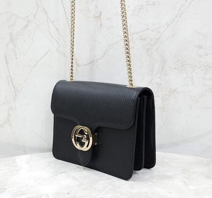 Gucci Interlocking Chain Small Shoulder Bag Black 142809734