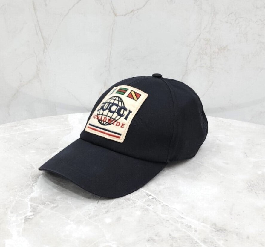 Gucci Worldwide Patch Cap Black L 599226 142812352