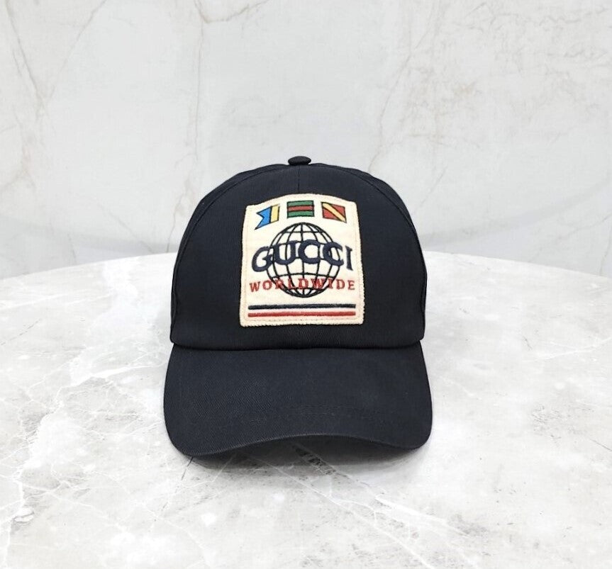 Gucci Worldwide Patch Cap Black L 599226 142812352