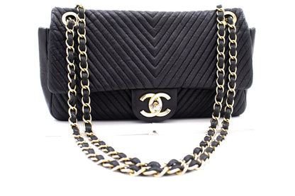 Chanel Chevron V-Stitch Leather Chain Shoulder Bag Single New Mat