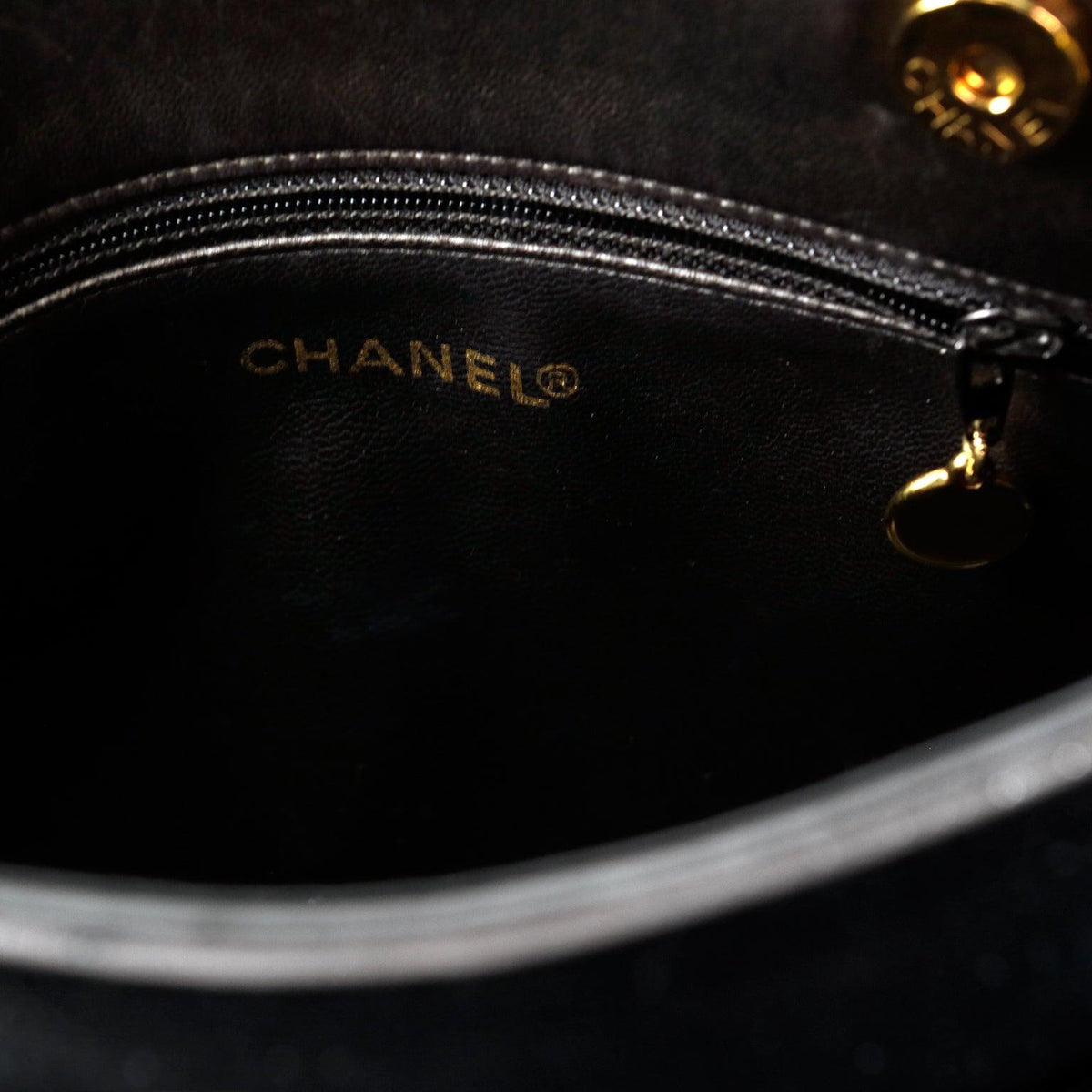 Chanel Black Velvet CC Vintage Tote