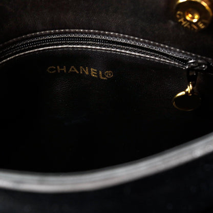 Chanel Black Velvet CC Vintage Tote