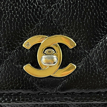 CHANEL Vintage Large Quilted CC Caviar Kelly Flap Bag - Top Handle