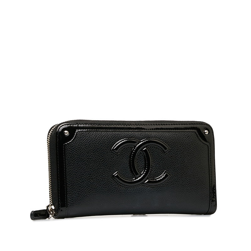 Chanel Coco Long Wallet Black Leather  Chanel