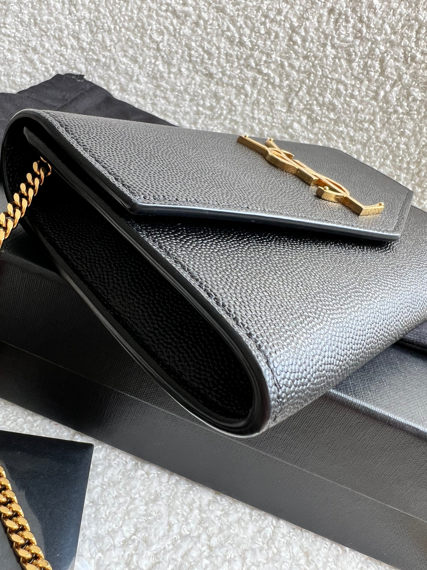 Yves Saint Laurent (YSL) Black Uptown Chain Wallet