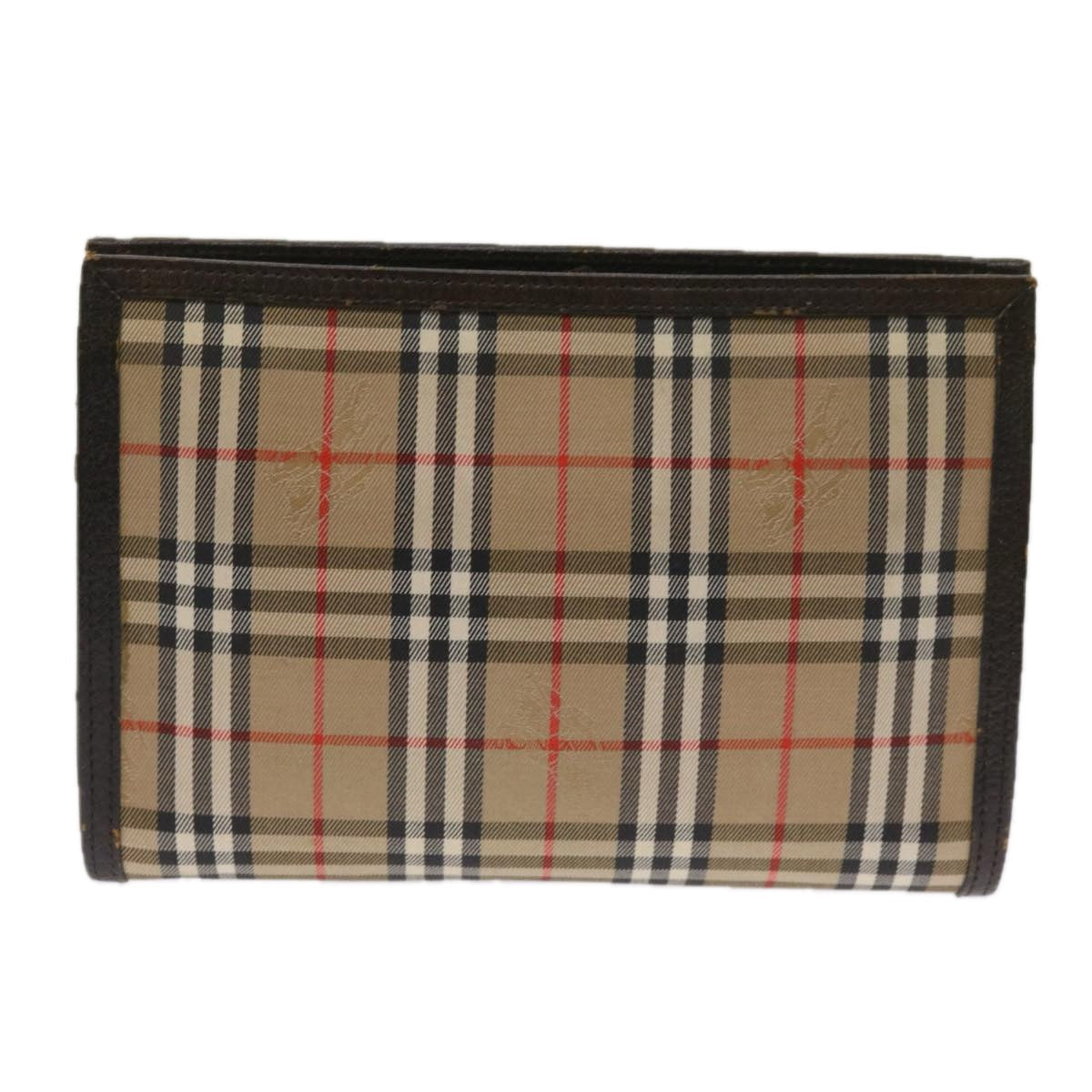 BurberrySs Nova Check Clutch Bag Nylon Canvas Beige Auth 64215