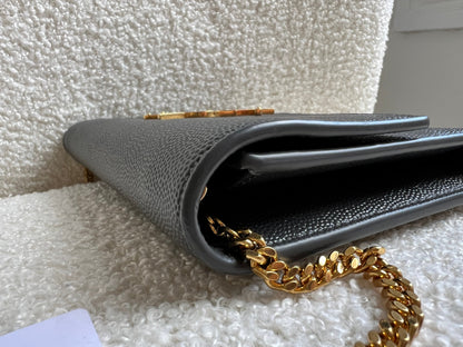 Yves Saint Laurent (YSL) Grey Uptown Chain Wallet