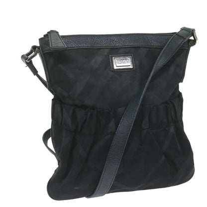 Burberry Nova Check Shoulder Bag Nylon Black Auth 64656