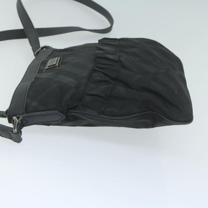 Burberry Nova Check Shoulder Bag Nylon Black Auth 64656