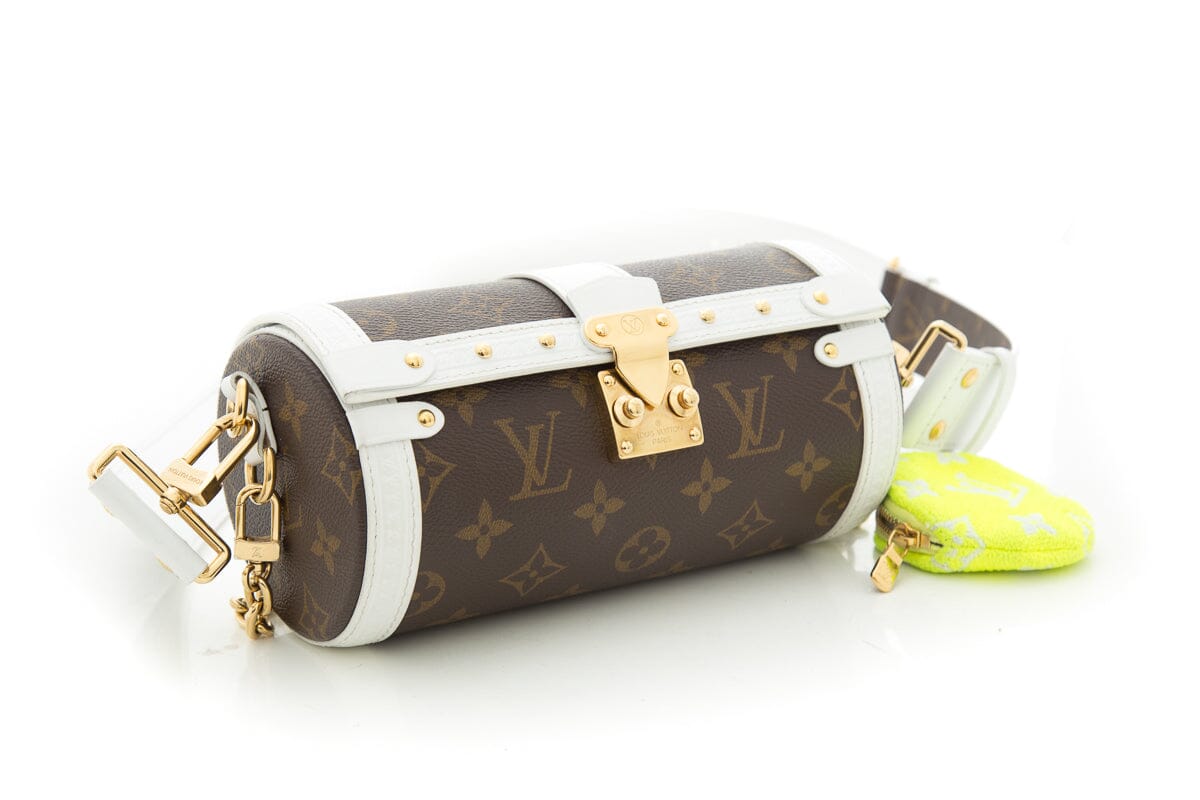 Louis Vuitton White & Brown Papillon Trunk Handbag