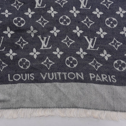 Louis Vuitton Denim Monogram Classic Fringed Shawl