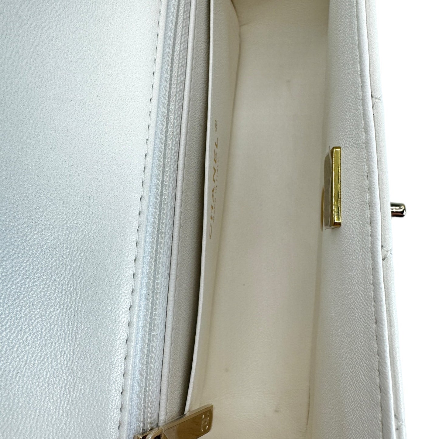 Chanel Quilted White Lambskin Mini Rectangular Flap Bag