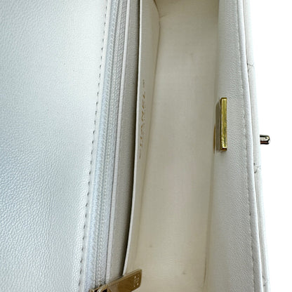 Chanel Quilted White Lambskin Mini Rectangular Flap Bag