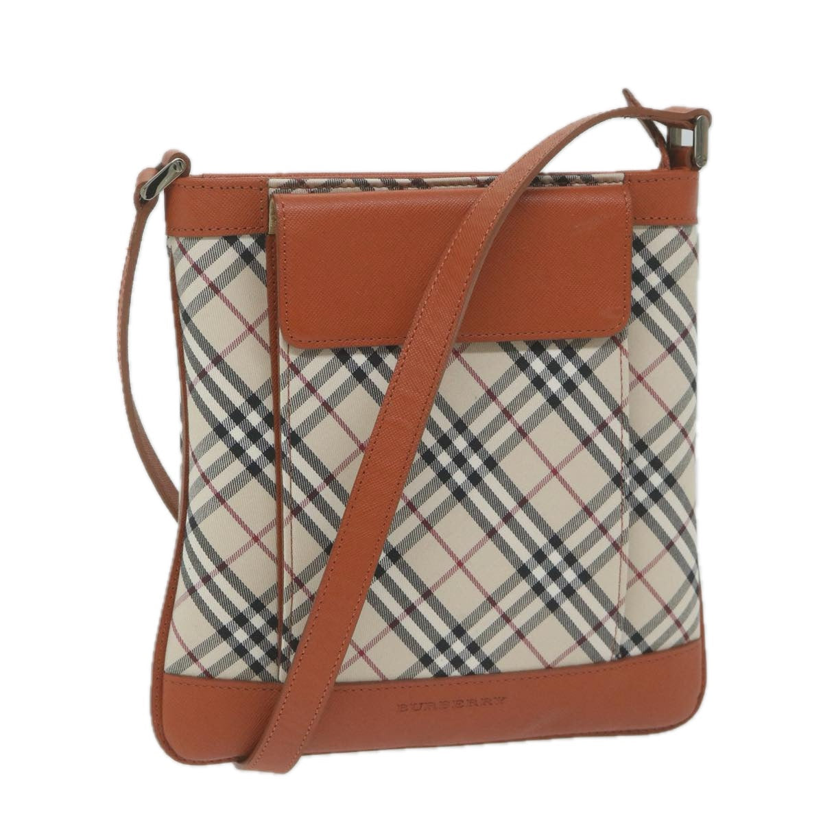 Burberry Nova Check Shoulder Bag Nylon Leather Beige Auth 64942