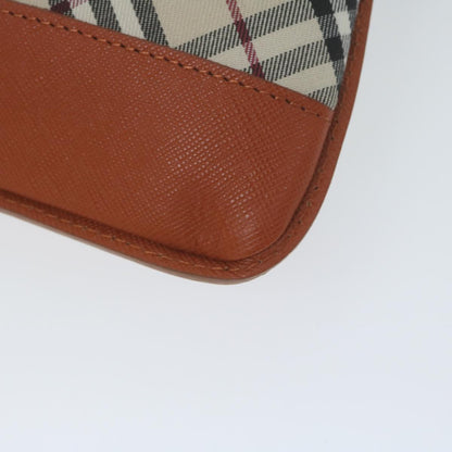 Burberry Nova Check Shoulder Bag Nylon Leather Beige Auth 64942