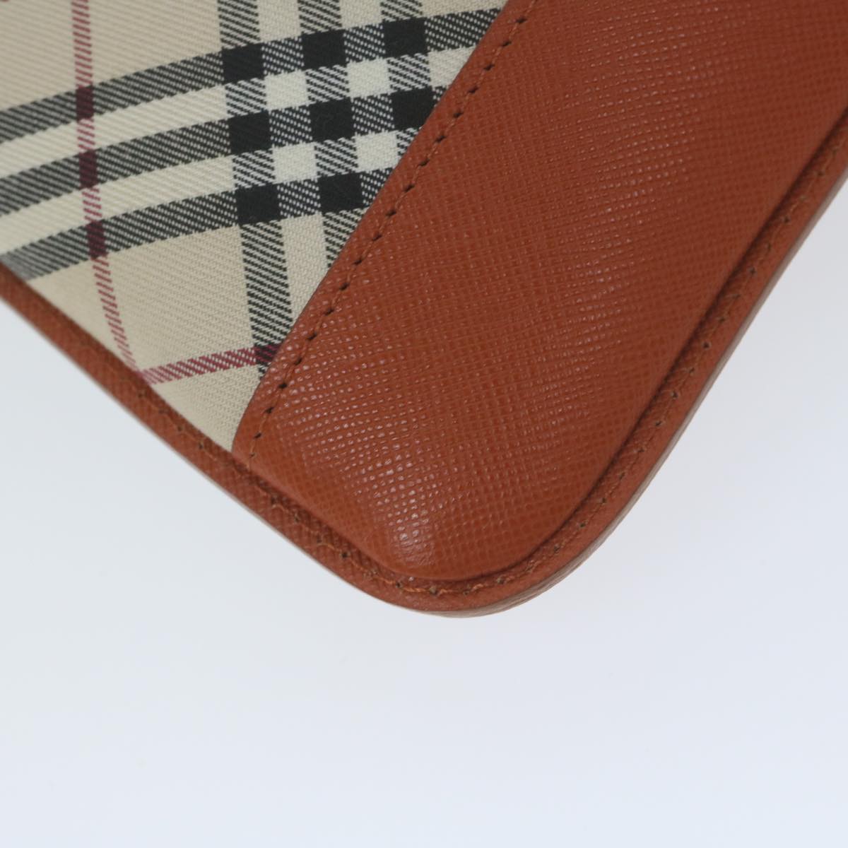 Burberry Nova Check Shoulder Bag Nylon Leather Beige Auth 64942