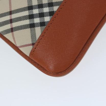 Burberry Nova Check Shoulder Bag Nylon Leather Beige Auth 64942