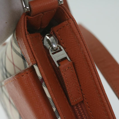 Burberry Nova Check Shoulder Bag Nylon Leather Beige Auth 64942