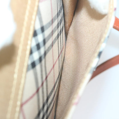 Burberry Nova Check Shoulder Bag Nylon Leather Beige Auth 64942