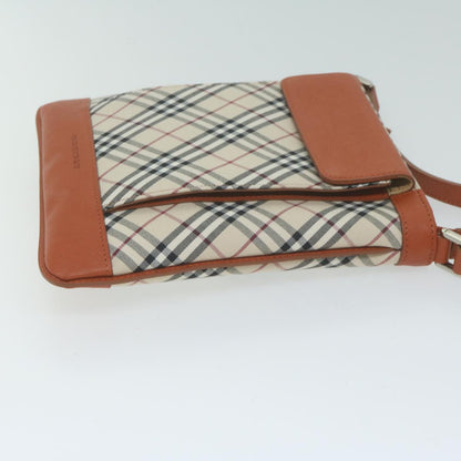 Burberry Nova Check Shoulder Bag Nylon Leather Beige Auth 64942