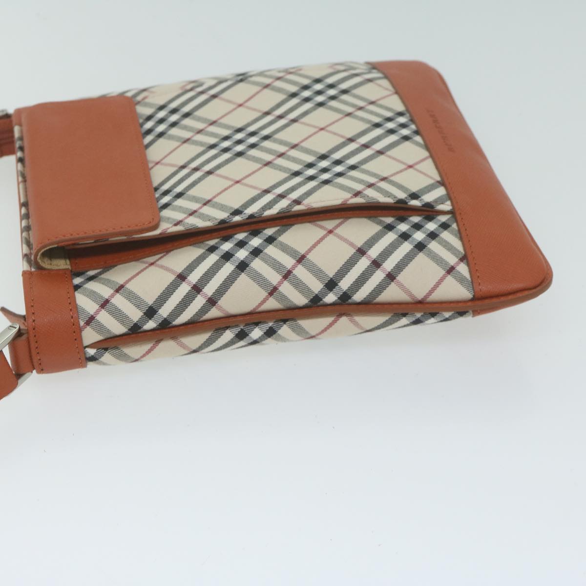 Burberry Nova Check Shoulder Bag Nylon Leather Beige Auth 64942