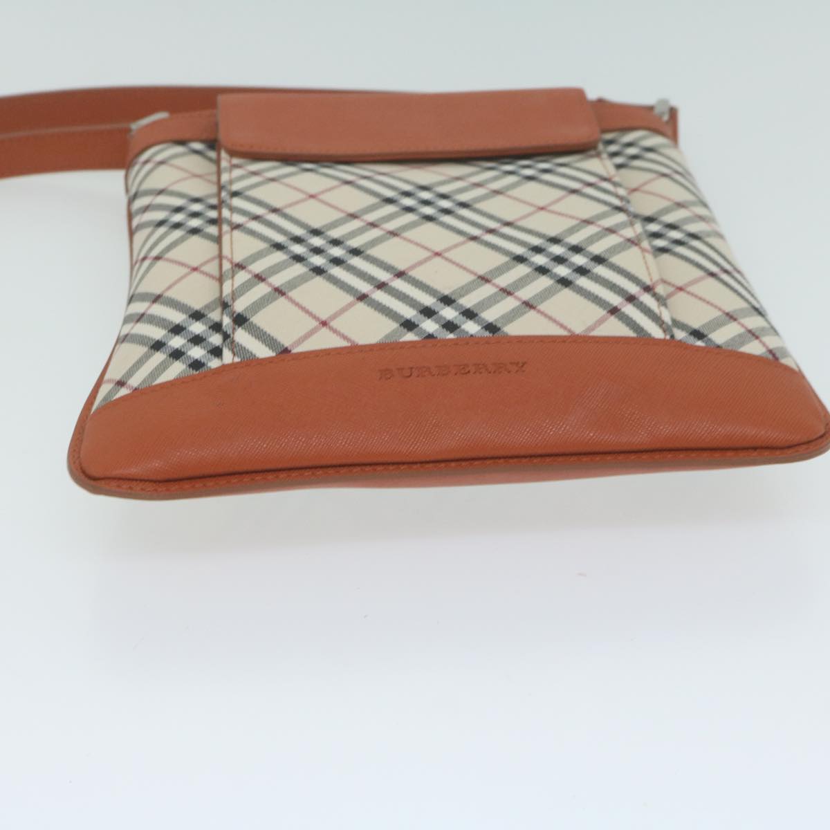 Burberry Nova Check Shoulder Bag Nylon Leather Beige Auth 64942