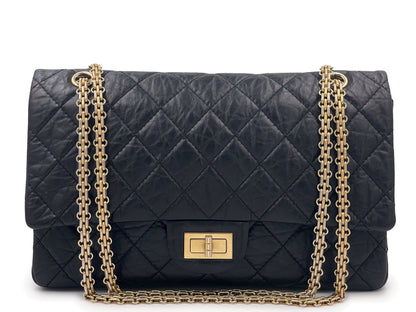 Chanel Black Aged Calfskin Reissue Large 227 2.55 Flap Bag GHW