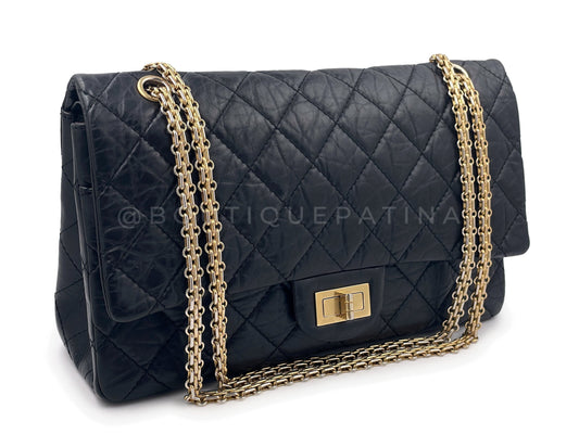 Chanel Black Aged Calfskin Reissue Large 227 2.55 Flap Bag GHW