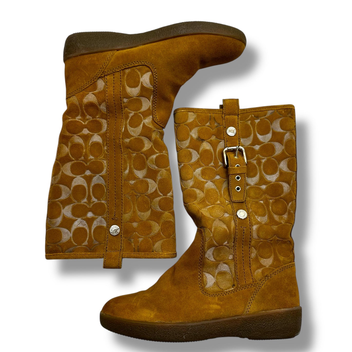 Boots Designer By Coach In Brown, Size: 6.5