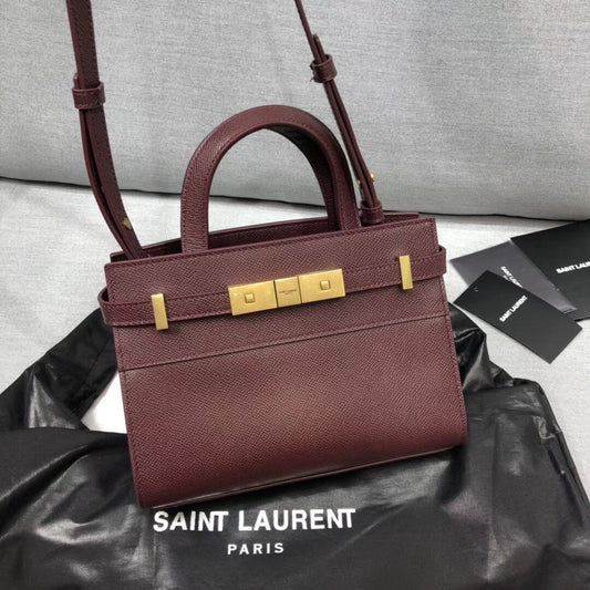 YSSL Manhattan Nano Shopping Bag In Box Burgundy For Women 8.2in/21cm YSL