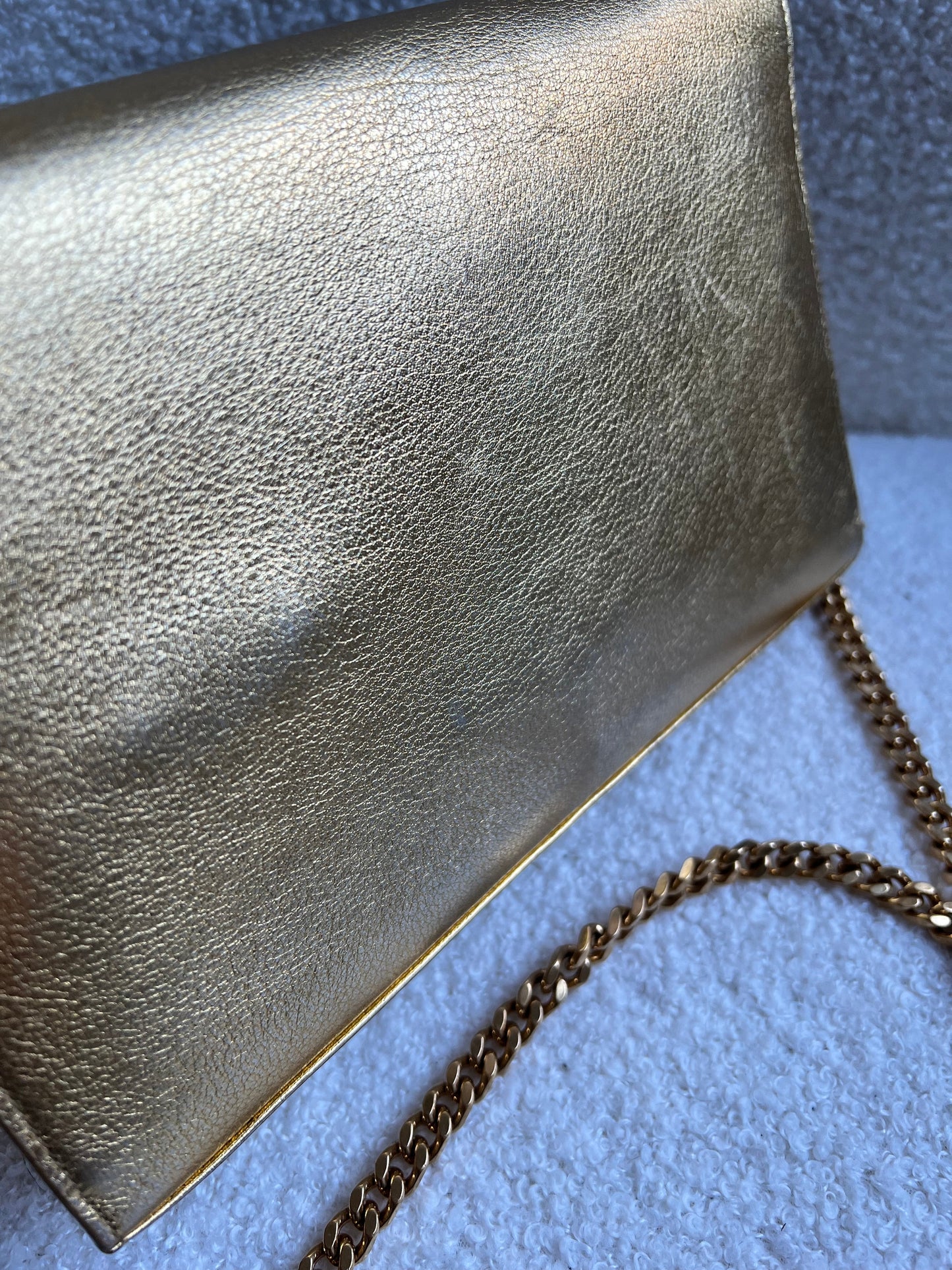 Yves Saint Laurent (YSL) Gold Chain Wallet with Gold Hardware