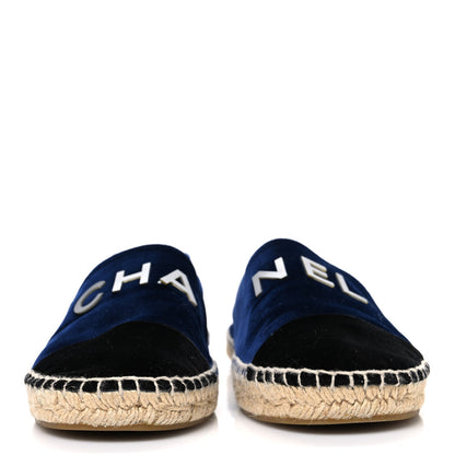 Velvet Logo Espadrilles 38 Navy Black