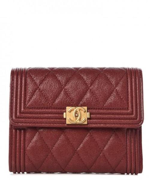 Chanel Boy Small Flap Wallet Maroon