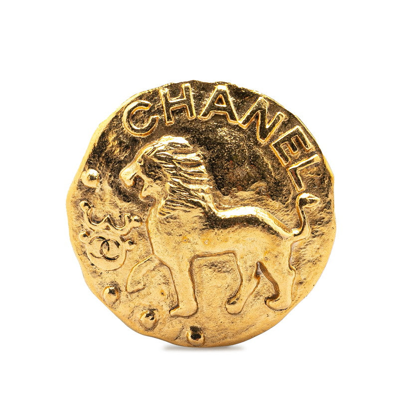 Chanel Gold Plated Lion Logo Brooch 23