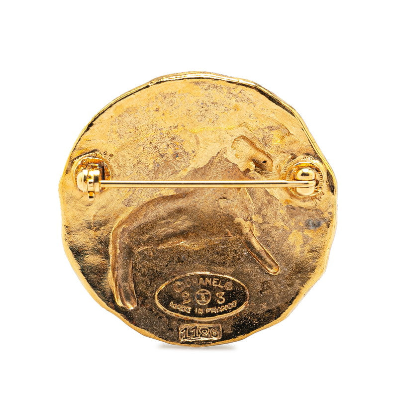 Chanel Gold Plated Lion Logo Brooch 23