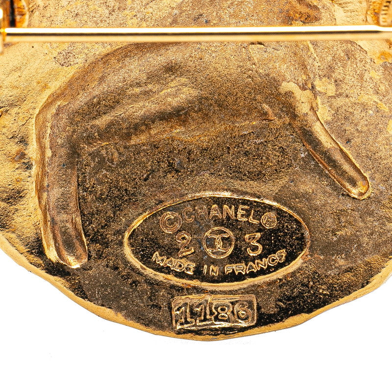 Chanel Gold Plated Lion Logo Brooch 23