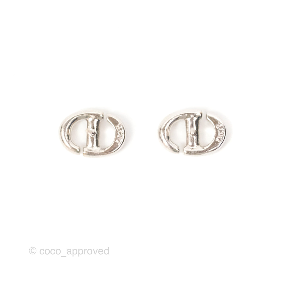 Christian Dior CD Earrings Silver Tone