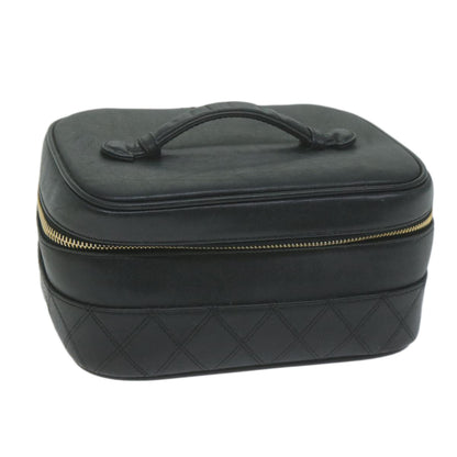 Chanel Bicolole Vanity Cosmetic Pouch Leather Black CC Auth