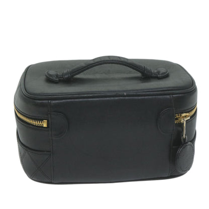 Chanel Bicolole Vanity Cosmetic Pouch Leather Black CC Auth