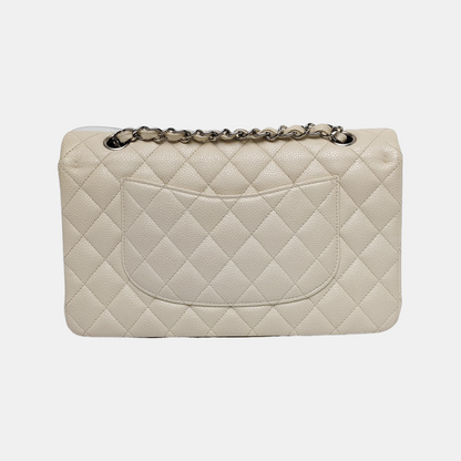 Chanel Classic Flap Medium White Caviar Leather Silver Hardware