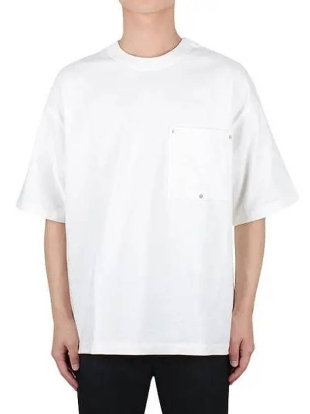 Luxury Bottega Veneta Rivet Pocket Detail Short Sleeve T-Shirt White