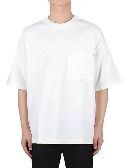 Luxury Bottega Veneta Rivet Pocket Detail Short Sleeve T-Shirt White