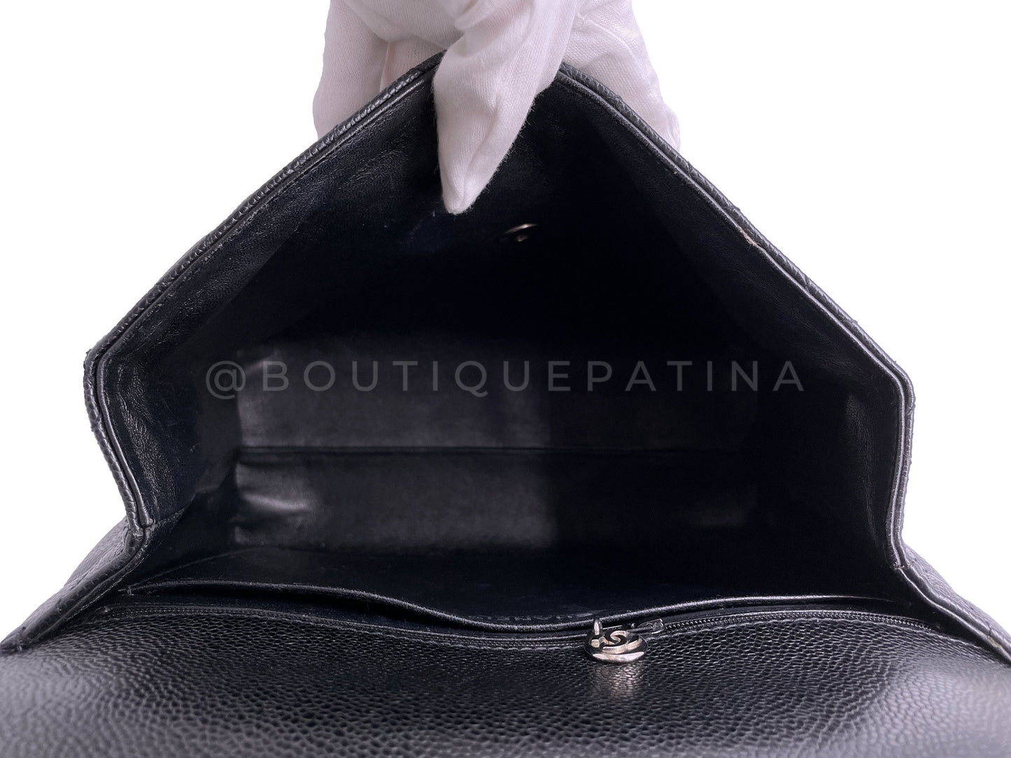 Chanel Vintage Black Caviar Kelly Flap Bag SHW