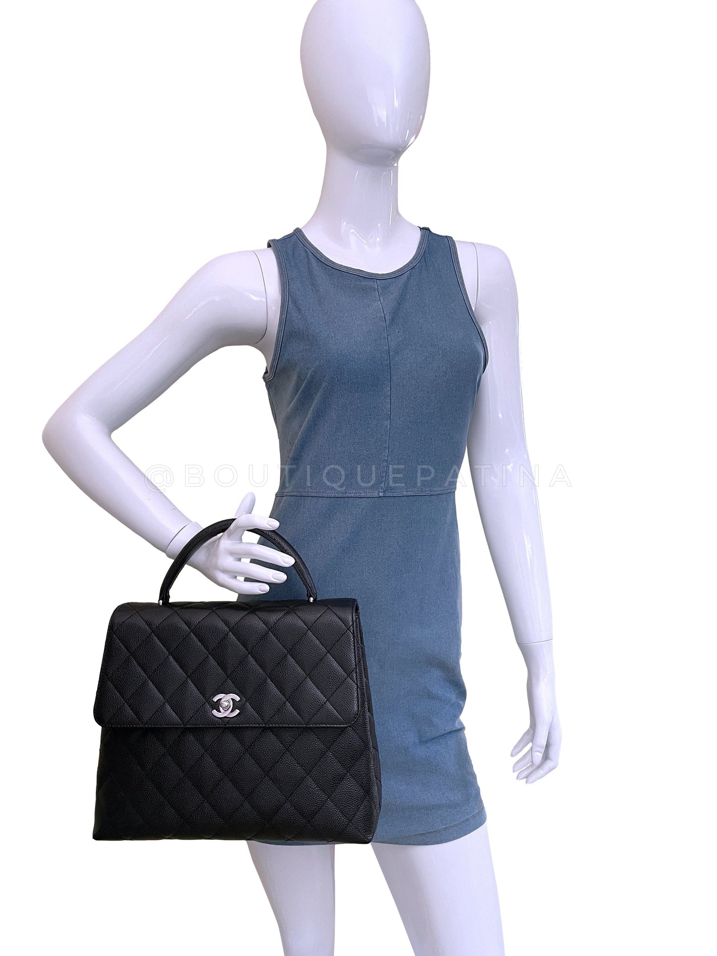 Chanel Vintage Black Caviar Kelly Flap Bag SHW